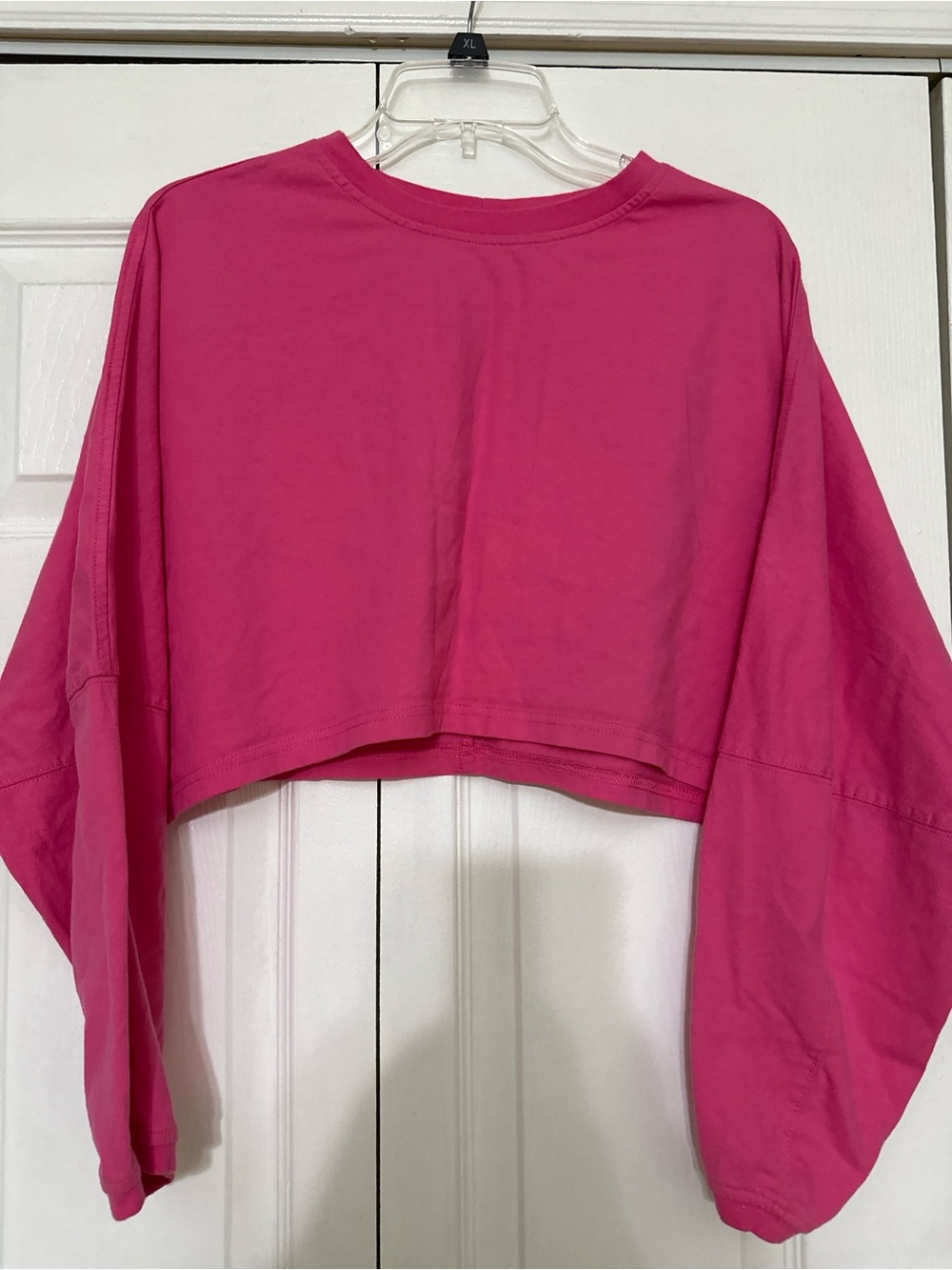 Cropped Long Sleeve Top in Vibrant Pink